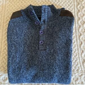 Men's Blue Sweater with Button Detail